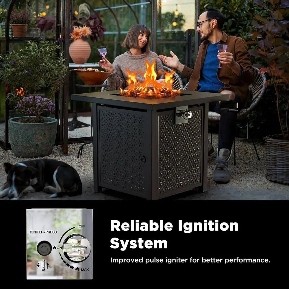 Propane Fire Pit Table 50,000 BTU Lava Rock Steel