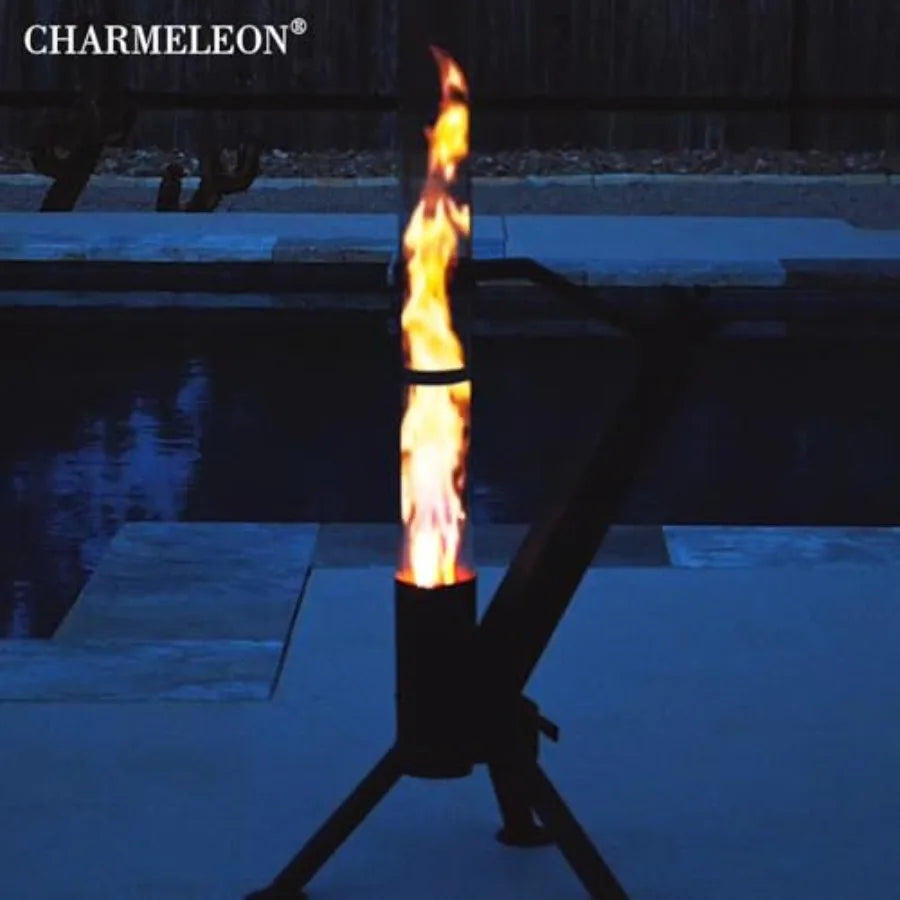 Portable Wood Pellet Fire Pit for Outdoor Backyard Patio Painted Stainless Steel Rocket Stove Matte Black Finish Efficient Heat