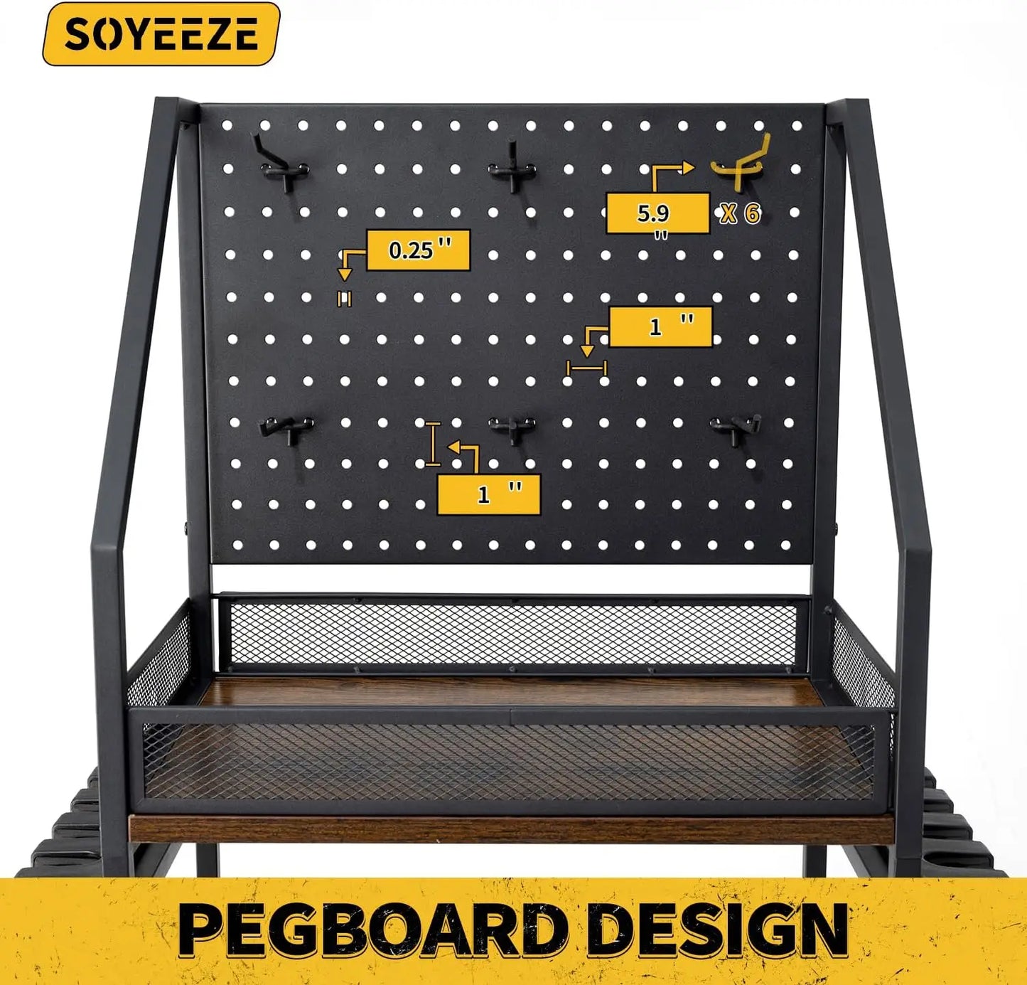 3-Tier Fishing Rod Storage Cart with Pegboard, Holds 12 Rods, Lockable Wheels for Garage Organization