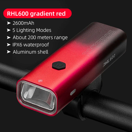 ROCKBROS Bicycle Light Rainproof Type-C Charging LED 2000mAh MTB Road Bike Front Lamp Headlight Ultralight Flashlight Bike Light