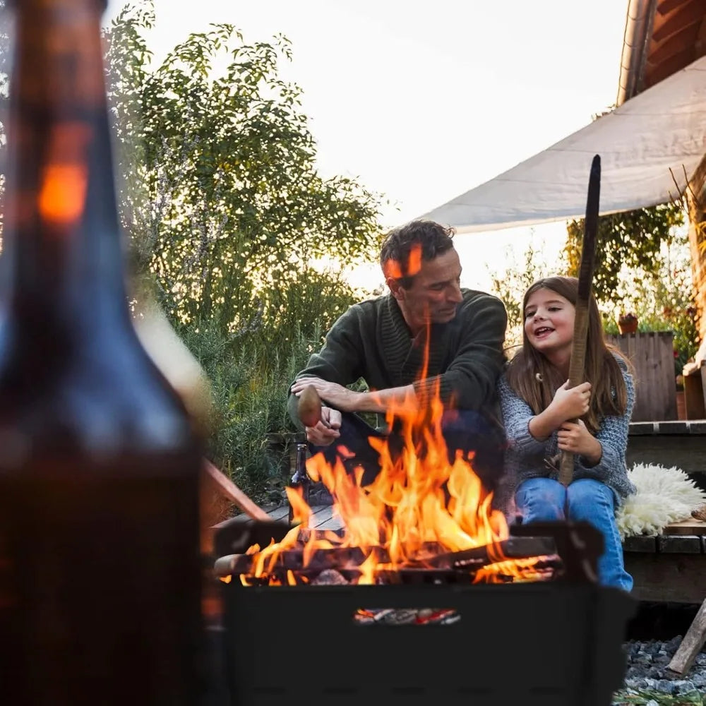 20 inch Fire Pit, Outdoor Portable Firepit with BBQ Tray, Detachable Camping Steel Fire Pits for Backyard, Patio, Picnic, Bonfir