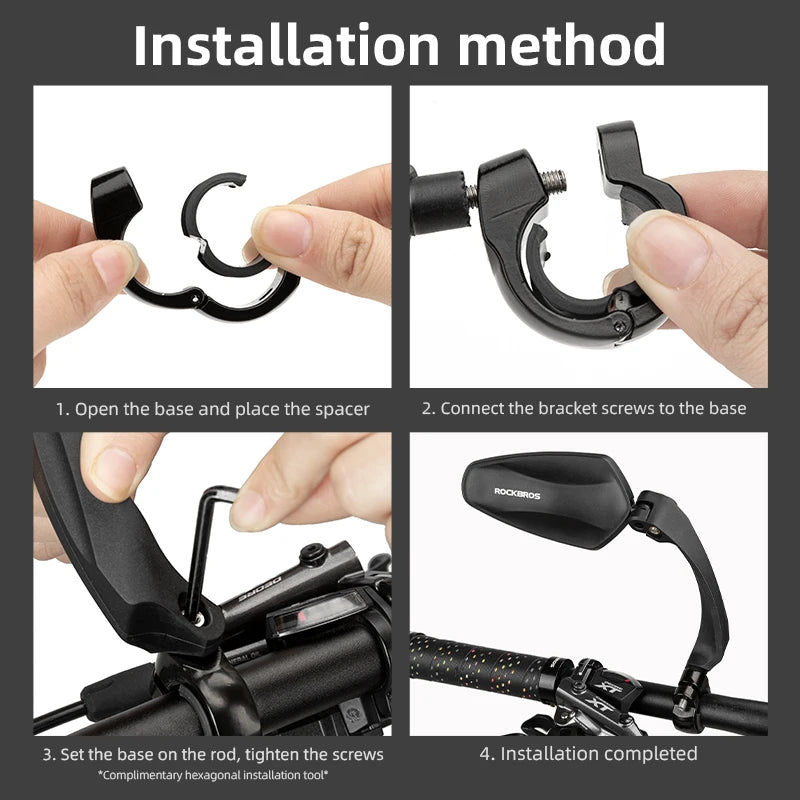 ROCKBROS Bike Mirror Handlebar Rear View Mirror Adjustable Wide Range Back Sight Reflector Cycling Mirrors Bicycle Accessories
