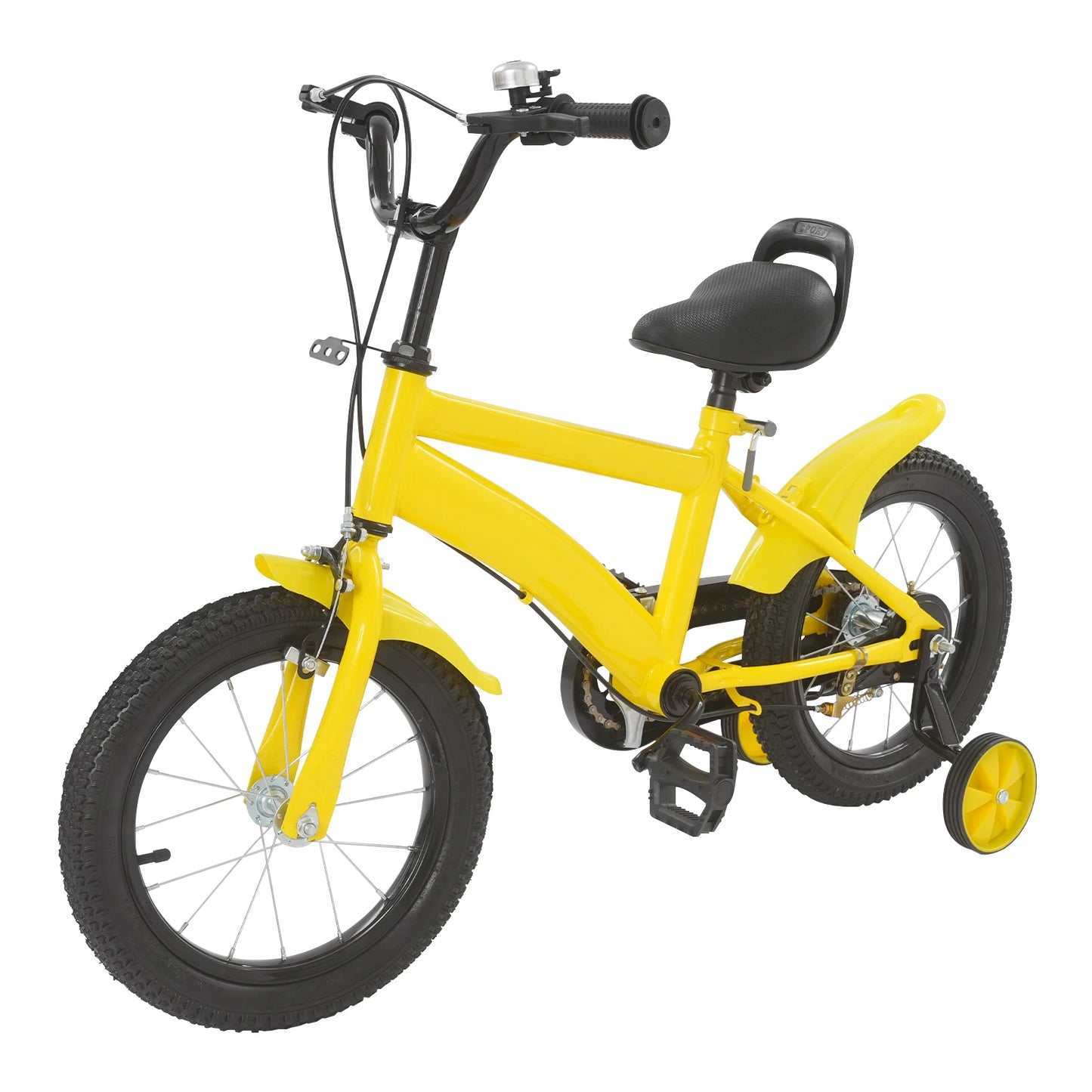 High-Safety Kids Bike 14" - Adjustable Height + Parent Handle + Mudguards (Learning Bicycle Boys/Girls) Yellow/Blue/Red/White