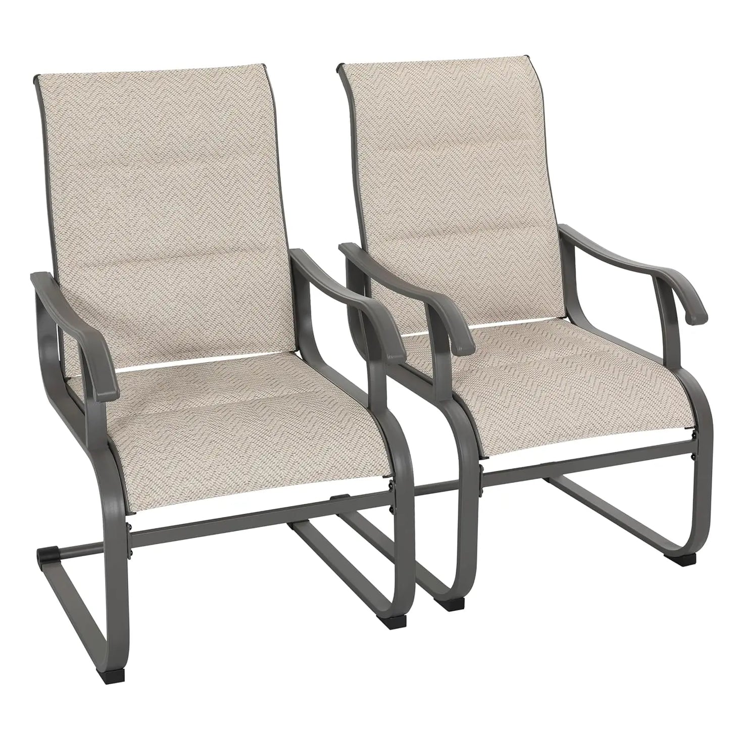 Patio Dining Chairs Set of 2, All Weather Outdoor Padded Textilene Patio Chairs, Breathable Spring Motion Textile, Customized