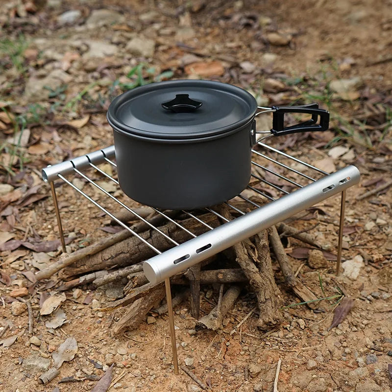Portable Foldable Stainless Steel Camping Grill Rack Collapsible Outdoor Campfire Grill for Backpacking Hiking
