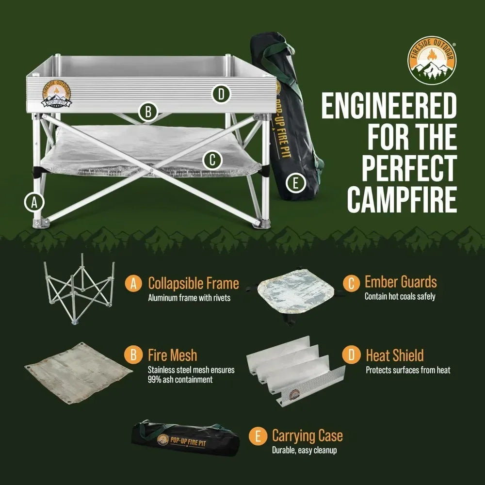 Portable Outdoor Fire Pit for Camping and Backyard Use with Heat Protection