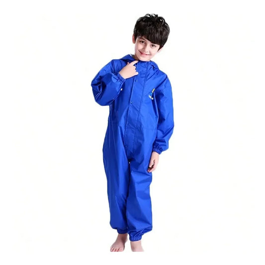 JiAmy Toddler One Piece Rain Suit Rain Poncho Waterproof Muddy Buddy Rain Jacket Full Body Raincoat