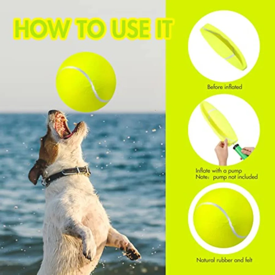 6 Pieces Large Giant Tennis Ball for Dogs 9.5'' Inflatable Large Dog Toy Balls for Indoor Outdoor Training Playing Sports Fluor