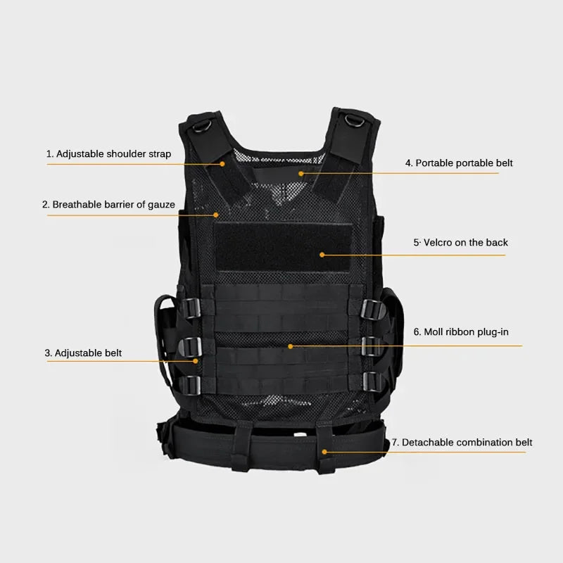 Molle Tactical Vest Adjustable For Security Airsoft CS War Games