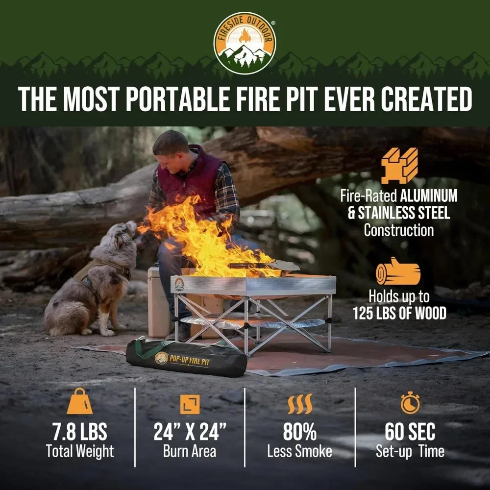 Portable Outdoor Fire Pit for Camping and Backyard Use with Heat Protection