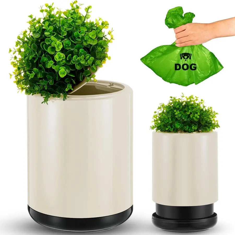 Poop Trash Can Outside 13 L 3. 4 Gal Dog Waste Trash Can with Lid, PlantStyled, DoubleLayer Design, Outdoor Garbage Container fo