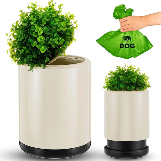 Poop Trash Can Outside 13 L 3. 4 Gal Dog Waste Trash Can with Lid, PlantStyled, DoubleLayer Design, Outdoor Garbage Container fo