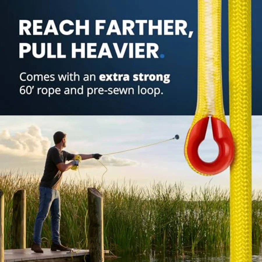 Magnet Fishing Kit 2000 lbs with Rope Carabiner Gloves Grappling Hook Carrying Bag 10 Piece Complete Set in Black Steel