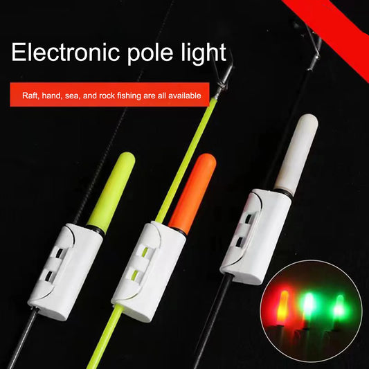 Electronic Fishing Rod Tip Light ABS Hook Bite Alert with Flashing Red Green Lights 2 Lights 5 Batteries for Night Fishing