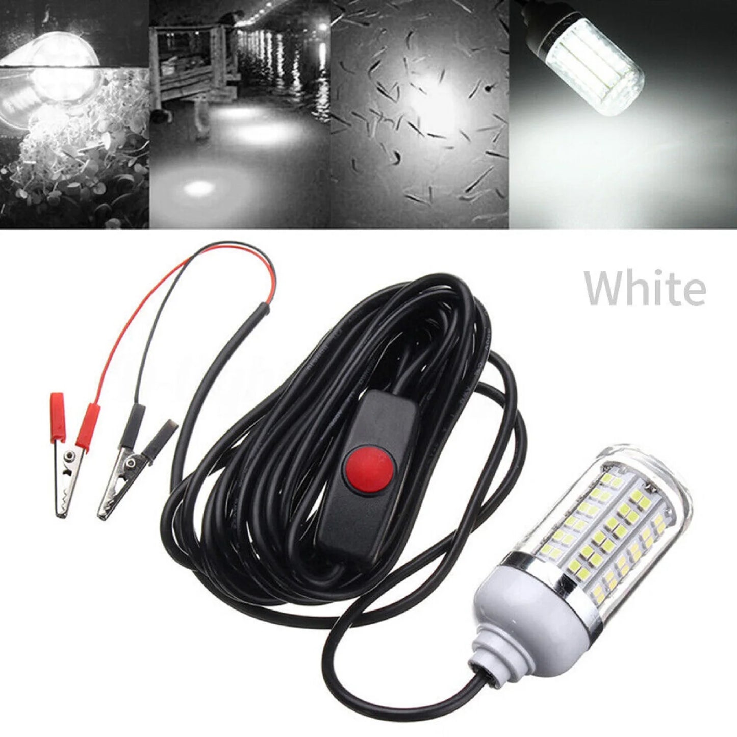 108 LEDs Night Fishing Light 12V-24V Ultra Bright Underwater LED Light Lamp Lure Bait Fish Finder Attracts Prawns Squid Krills