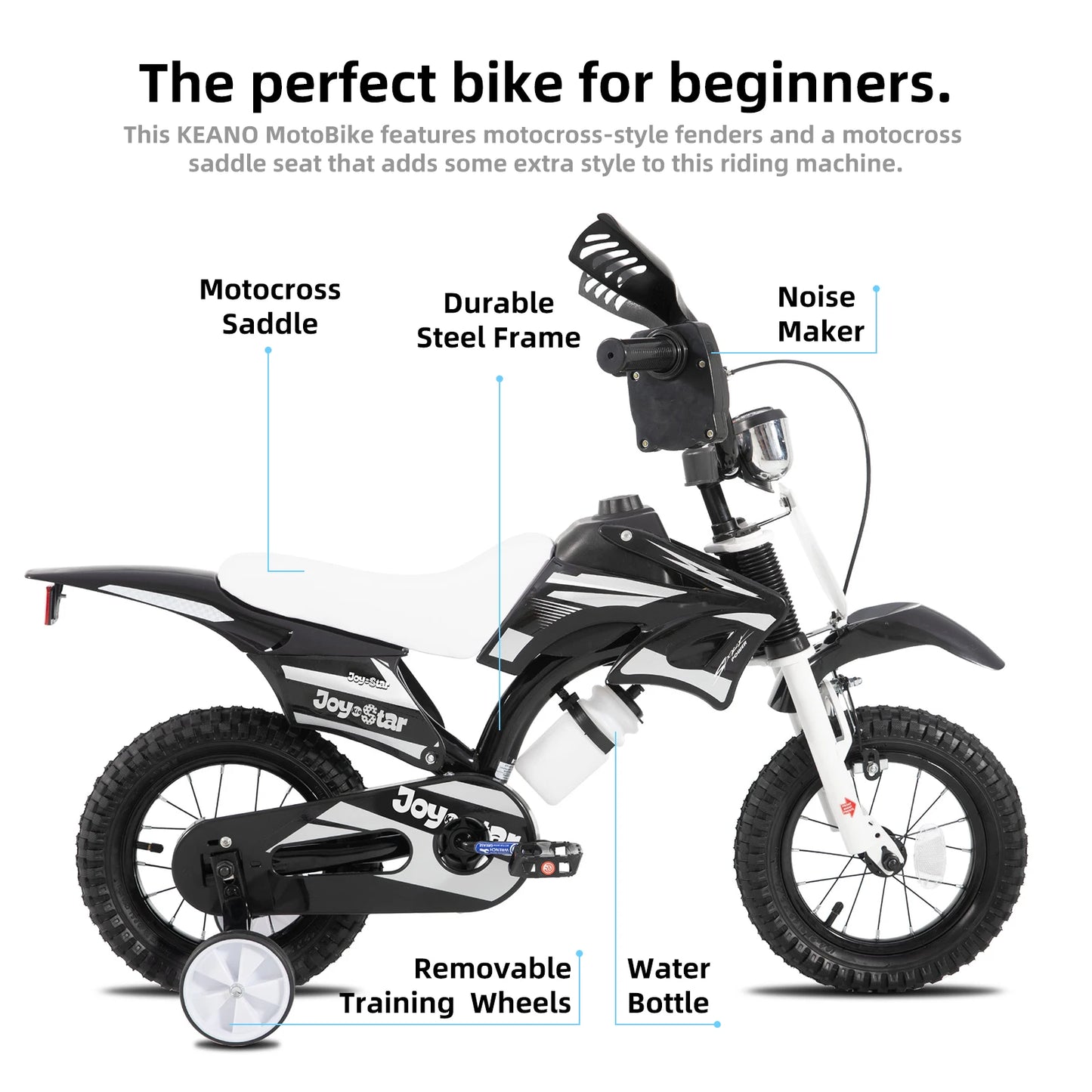 JOYSTAR Kids Bike With Training Wheels And Number Plate