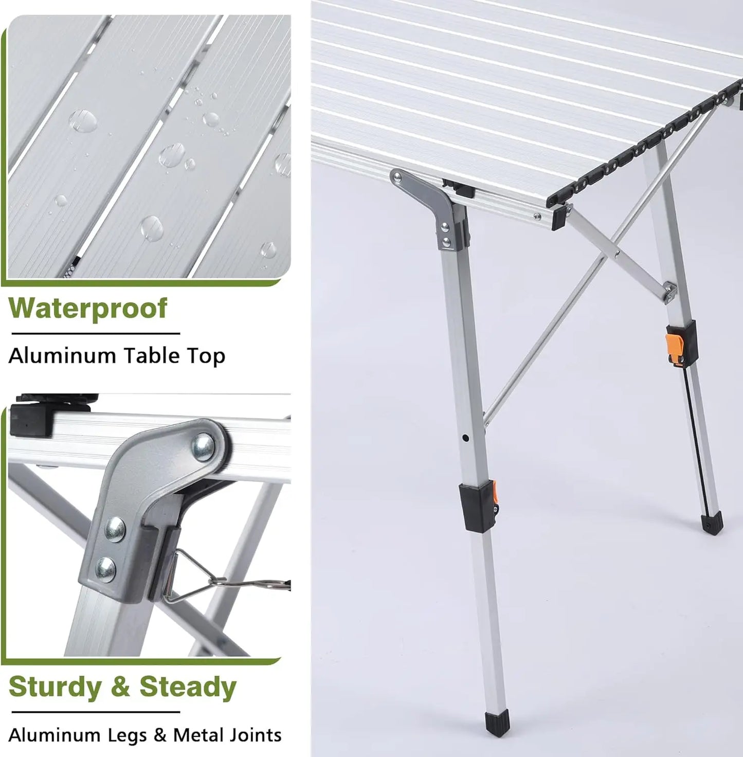Adjustable Height Folding Camping Table, Lightweight Aluminum with Carrying Bag for Outdoor Cooking and Picnics