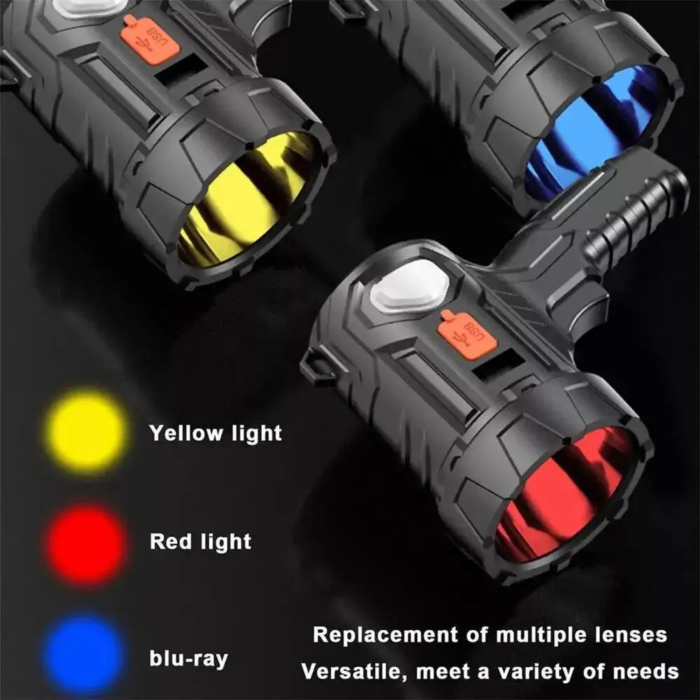 Solar/USB Rechargeable LED Spotlight Flashlight Searchlight 3000LM Bright