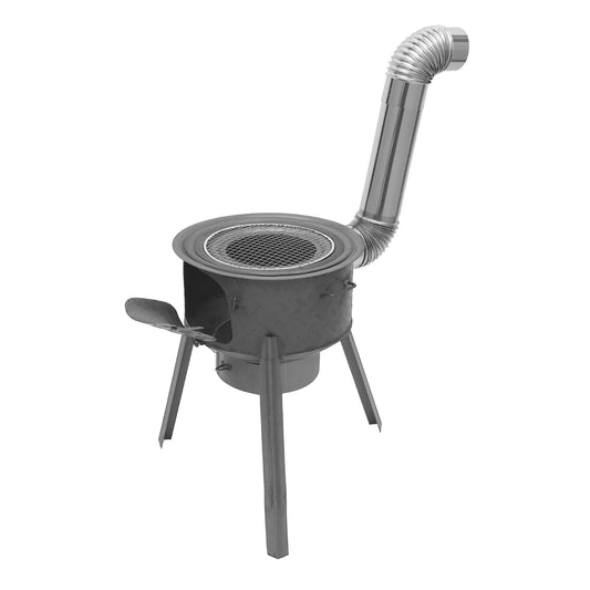 16.9 Inch Portable Wood Burning Stove with 3 Wok Rings, Portable & Detachable Design with Chimney for Yard Camping Garden BBQ