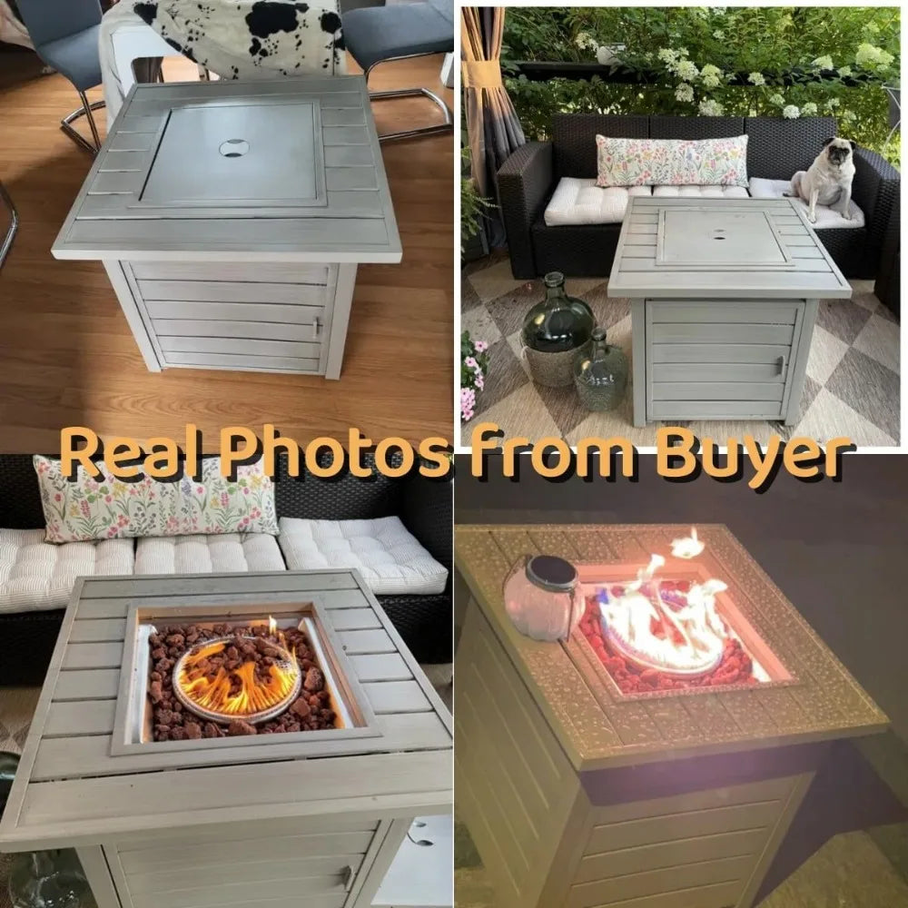 Sxyayi Propane Fire Pit Table Lid Lava Rock 50000 BTU