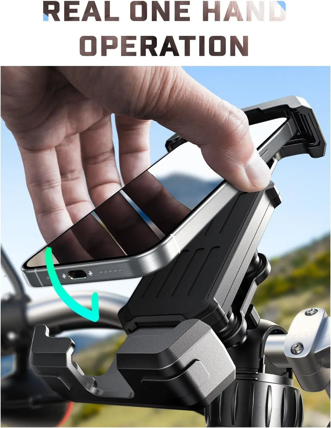 Anti-Vibration Motorcycle Bicycle Phone Mount Holder for iPhone Samsung Google Pixel Scooter Ebike Accessories Black