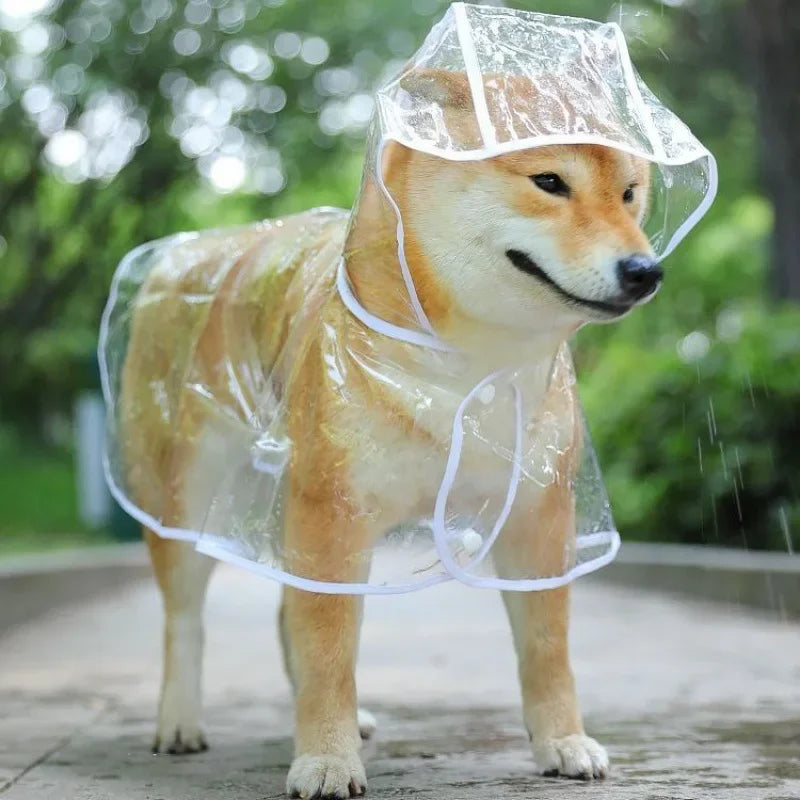 Clear Waterproof Dog Raincoat Small Medium Size Pet Poncho Jacket for Teddy Shiba Outdoor Walking Weather Protection