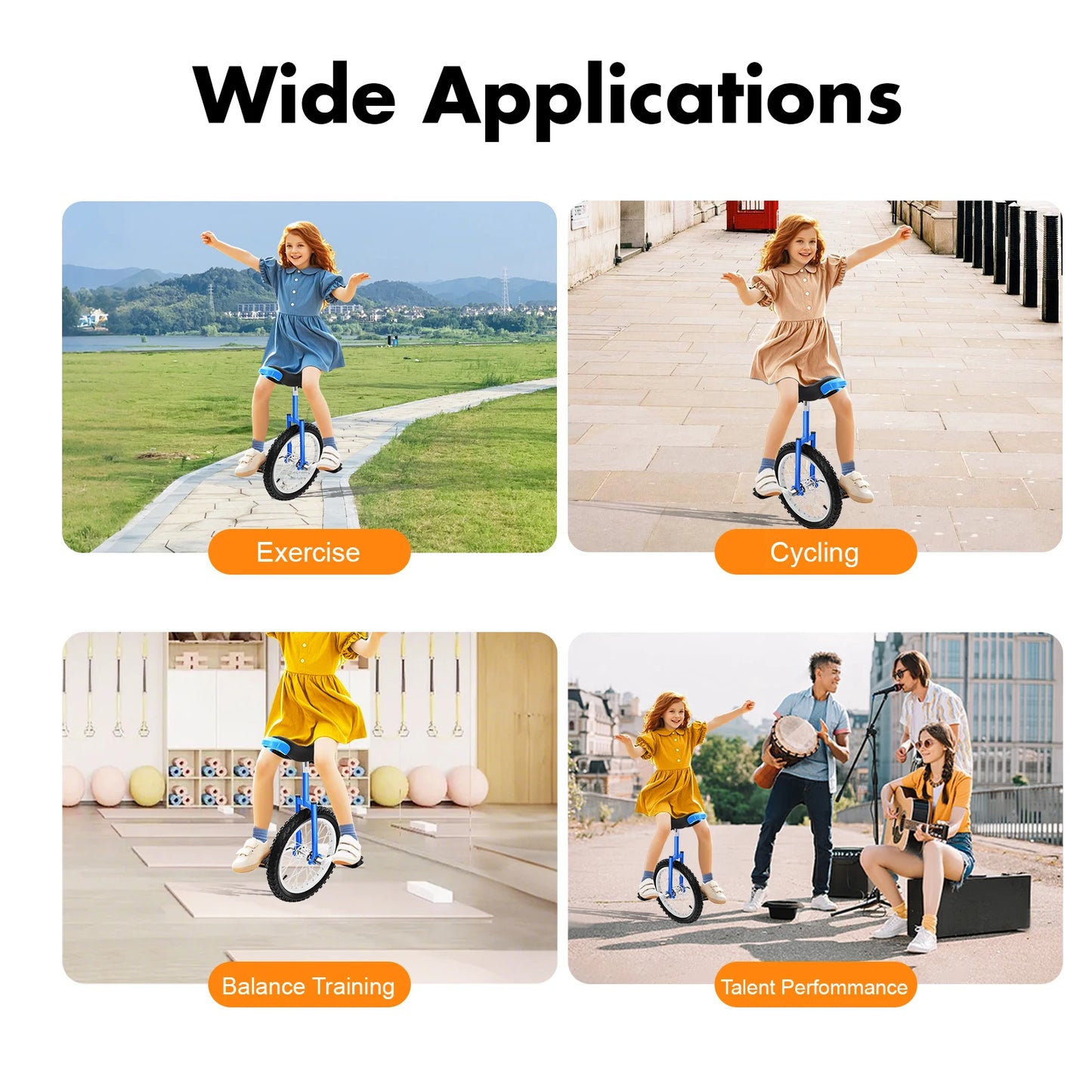 Outdoor Wheel Unicycle, Height Adjustable One-Wheel Balance Bike