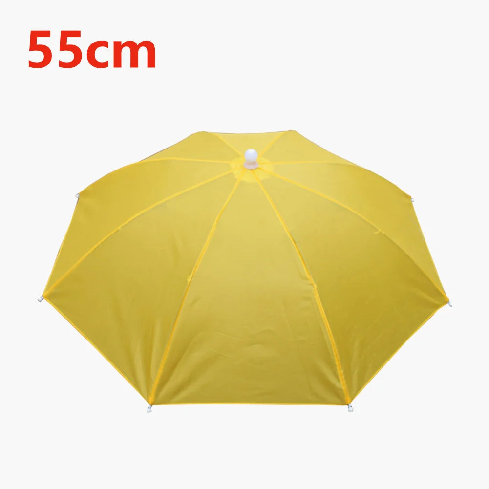 55/69/77/95cm Outdoor Fishing Caps Rain Umbrella Hat Foldable Fishing Sunshade Headwear Cap Waterproof Camping Beach Fishing Hat