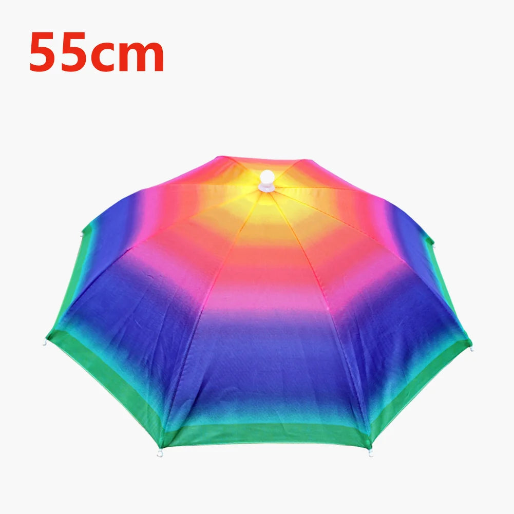 55/69/77/95cm Outdoor Fishing Caps Rain Umbrella Hat Foldable Fishing Sunshade Headwear Cap Waterproof Camping Beach Fishing Hat