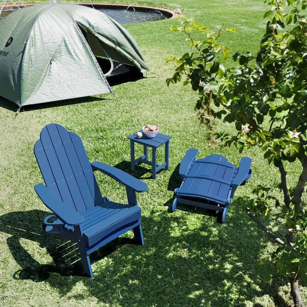Folding Adirondack Chair Set of 4, HDPS Weather Resistant Outdoor Patio Chair for Balcony Garden, 350lbs Heavy Duty, OneStep No