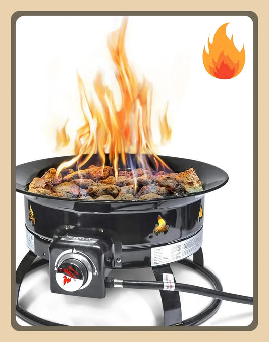 [Best Seller!]Portable Propane Fire Pit, 19-inch, 58,000 BTU with Fire Pit Cover & Carry Kit, Smokeless Gas Firebowl | Perfect f