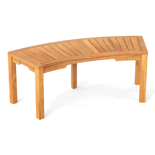 Outdoor Curved Bench w/Slatted Seat Wrap Around Tree Bench 2-Person Seating
