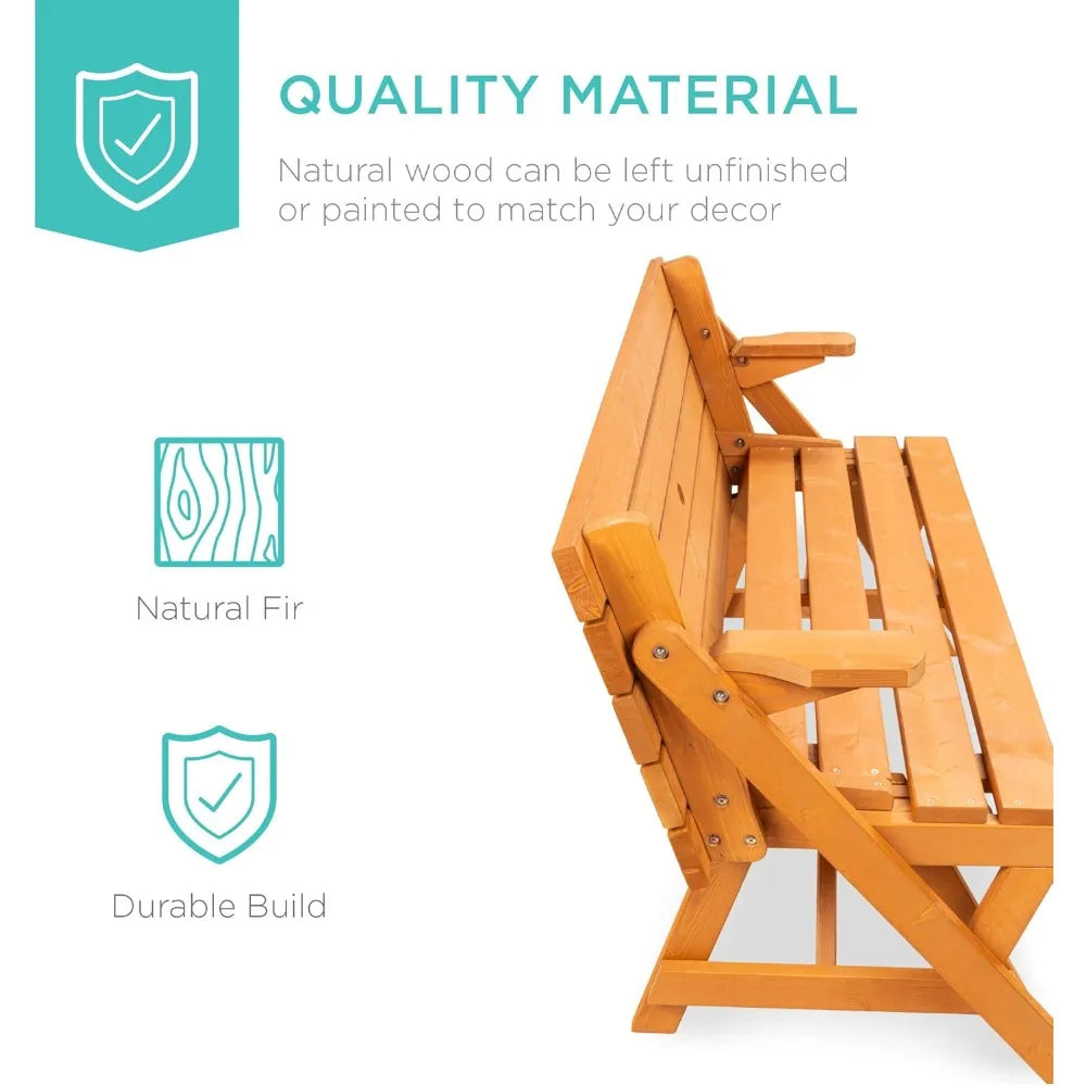 Best Choice Products 2-In-1 Outdoor Wooden Picnic Table Bench