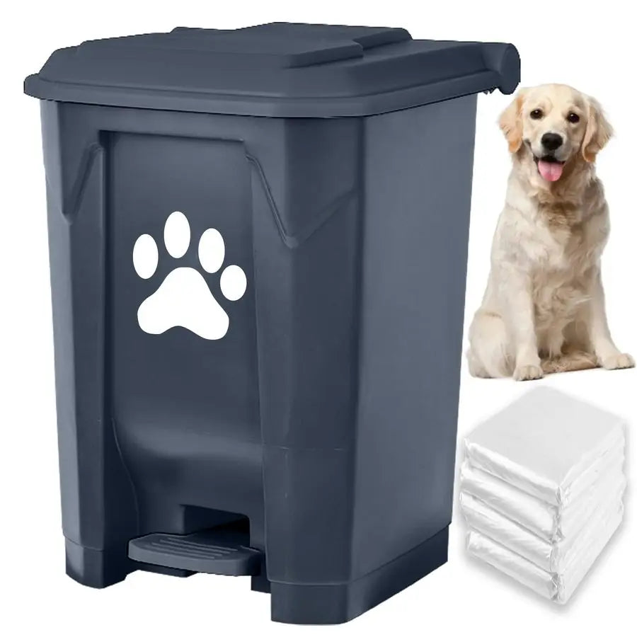 Dog Poop Trash Can Outdoors Pet Waste Station with Lid Dog Waste Disposal Container with Removable Inner Bin Bucket HandsFree Pe