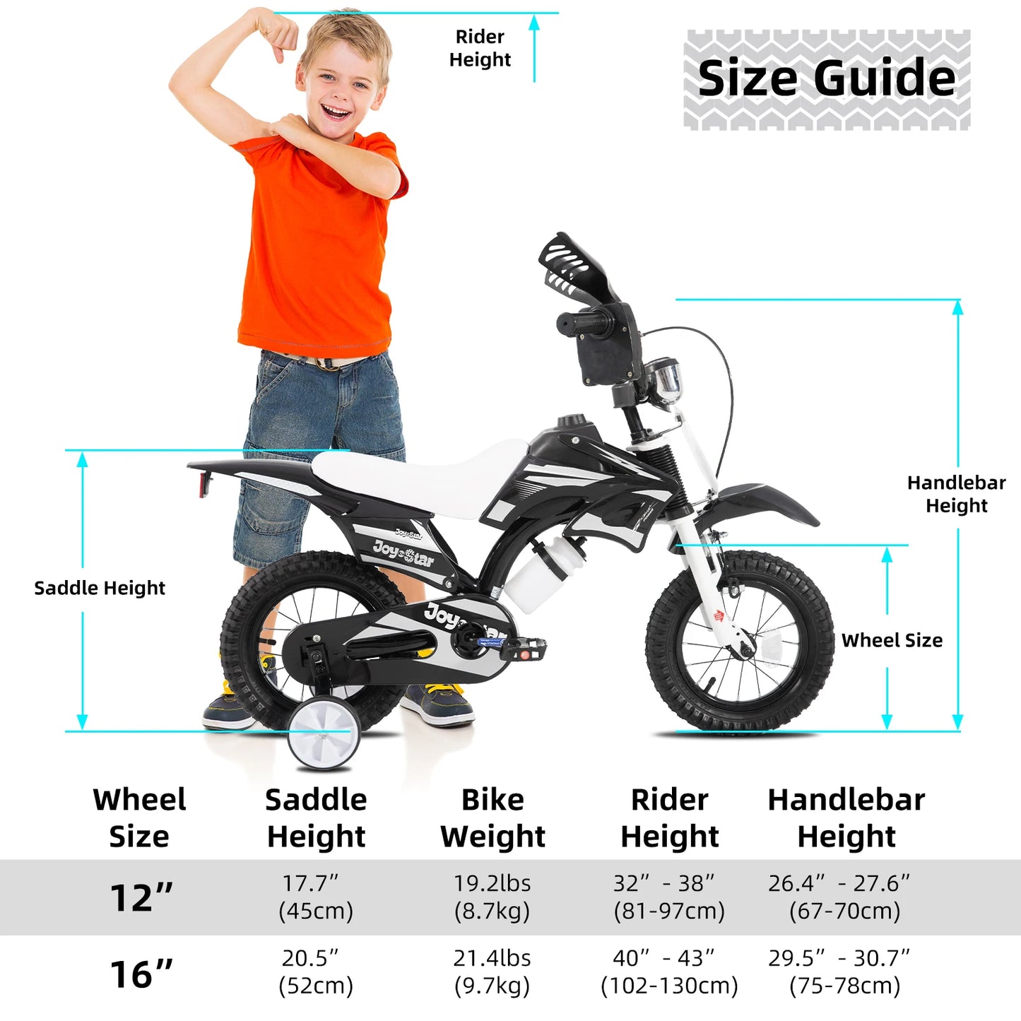 JOYSTAR Kids Bike With Training Wheels And Number Plate