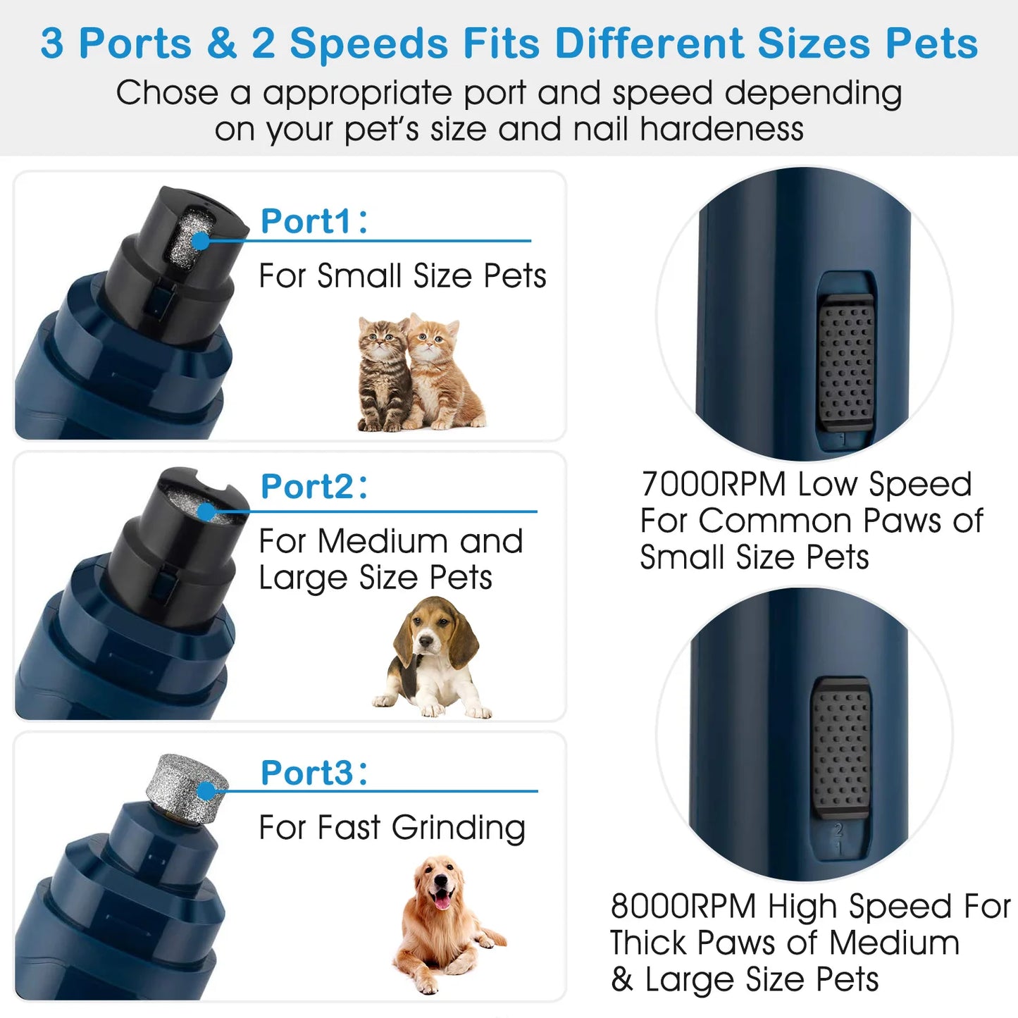 Upgrade Quiet Pet Nail Grinder Electric Dog Trimmer Painless Cat Paws Grooming Tool USB Rechargeable FAST US DELIVERY