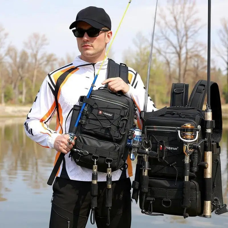Lure bag multi-functional backpack large capacity wear-resistant waterproof hanging position rich outdoor equipment fishing bag