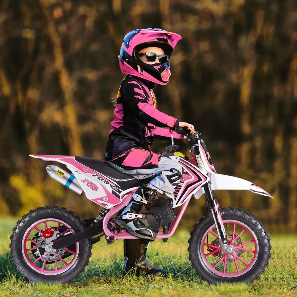 49cc 2-Stroke Kids Dirt Bike - Gas Powered Motocross Mini Motorcycle with Front and Rear Disc Brakes, Off-Road Pocket Motorbike