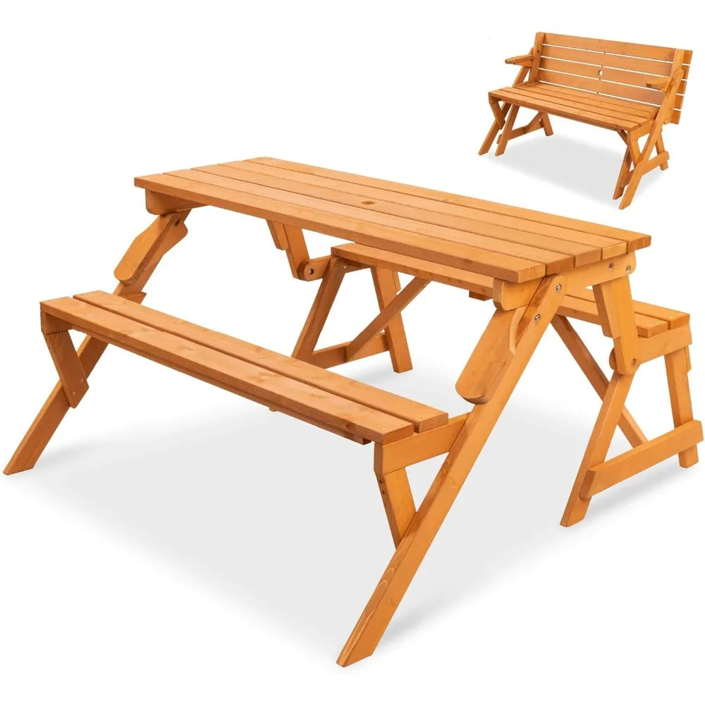 Best Choice Products 2-In-1 Transforming Outdoor Picnic Table Bench