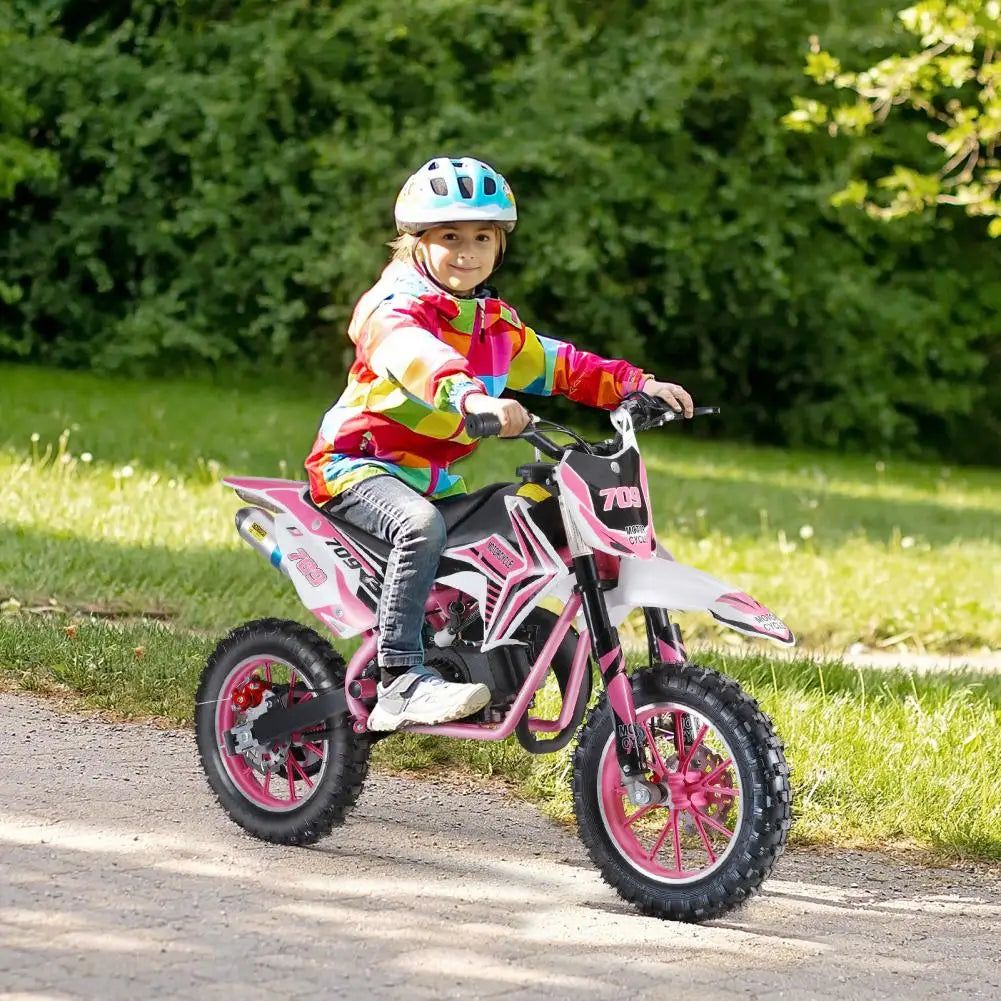 49cc 2-Stroke Kids Dirt Bike - Gas Powered Motocross Mini Motorcycle with Front and Rear Disc Brakes, Off-Road Pocket Motorbike
