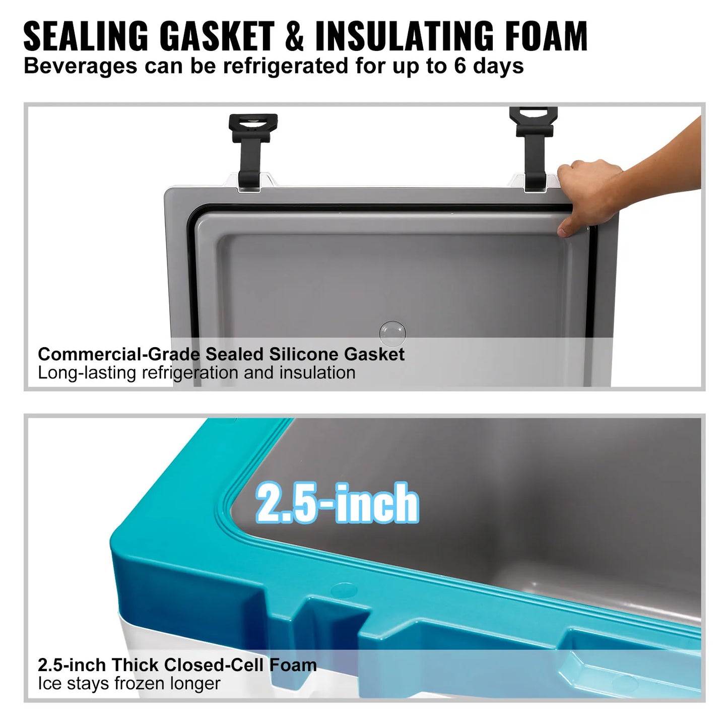SucceBuy 52 QT Insulated Portable Cooler Holds 50 Cans Ice Retention Hard Cooler with Heavy Duty Handle Ice Chest Lunch Box
