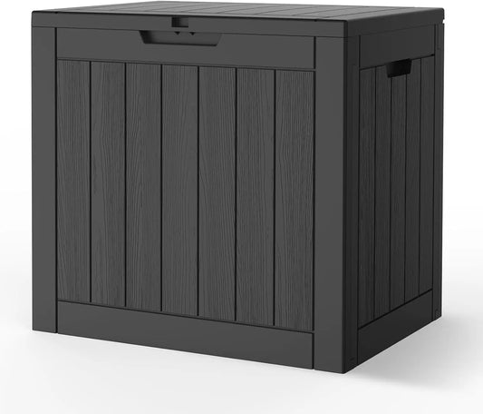 45Gal Black Deck Box - Waterproof & UV-Resistant Outdoor Storage w/Lockable Lid - For Patio/Garden Furniture