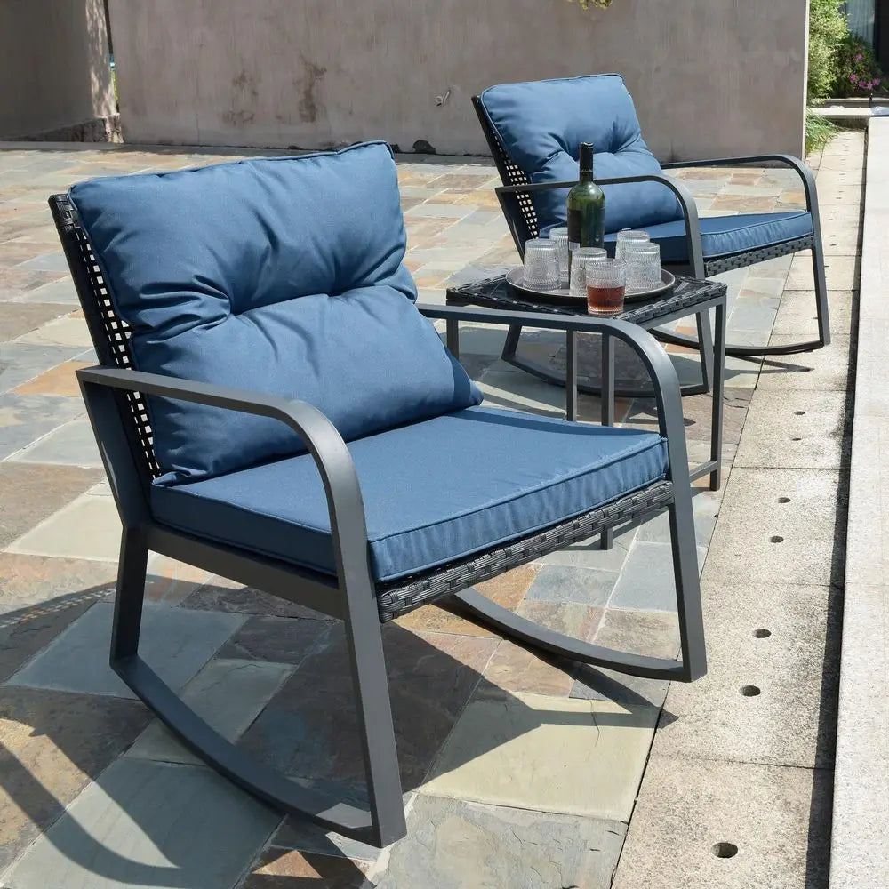 Piece Rocking Bistro Patio Set, Outdoor Rocking Chair, Outdoor Bistro Sets Wicker Patio Furniture Rocking Chairs Sectional Couc