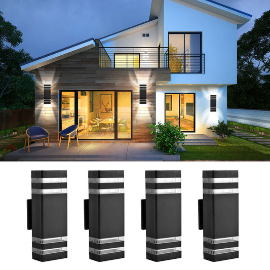 4Pcs LED wall light, wall mounted outdoor light IP65 waterproof exterior wall fixture, used for houses, garages, porches