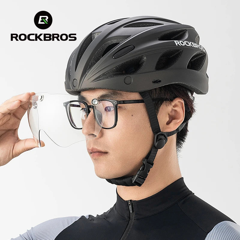 ROCKBROS Cycling Helmet High Strength Lightweight Breathable Helmet With Goggles Safety Head Protection Men MTB Road Bike Helmet