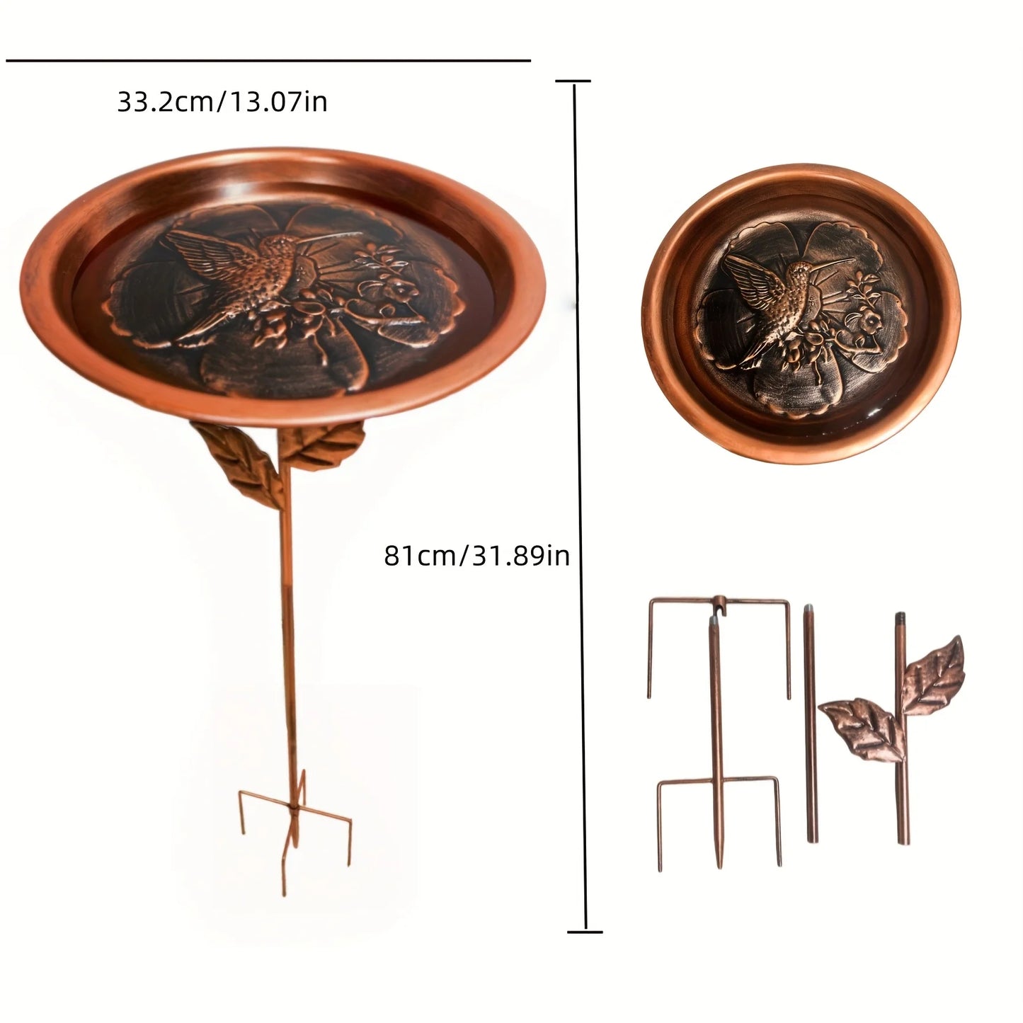 31-inch Outdoor Bird Bath 13'' Rustproof Vintage Iron Bird Feeder Waterer for Chickens Cardinals And Humming Birds Chicken Coop