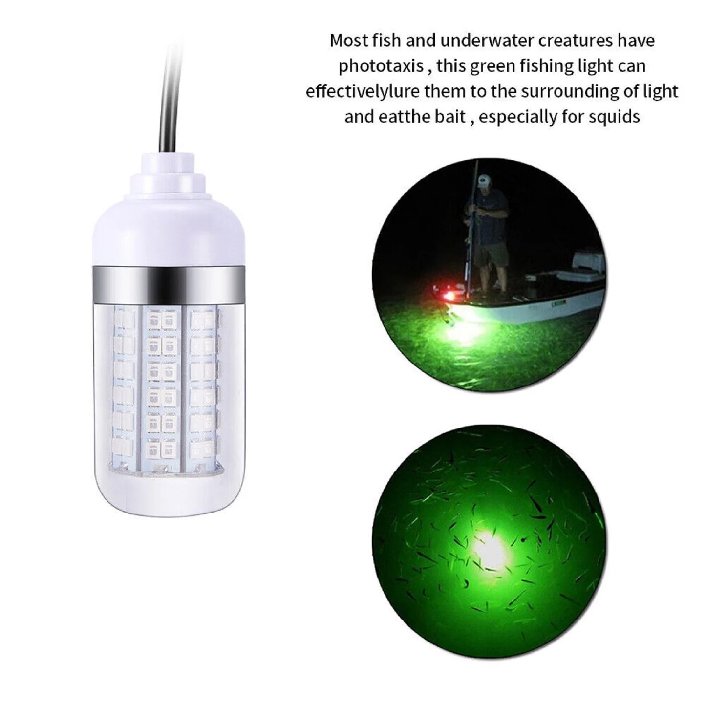 108 LEDs Night Fishing Light 12V-24V Ultra Bright Underwater LED Light Lamp Lure Bait Fish Finder Attracts Prawns Squid Krills