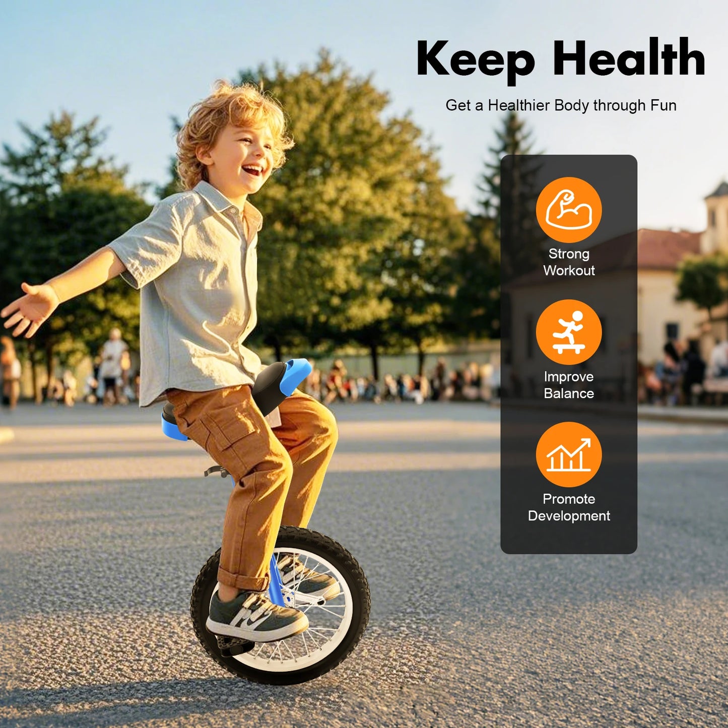 Outdoor Wheel Unicycle, Height Adjustable One-Wheel Balance Bike