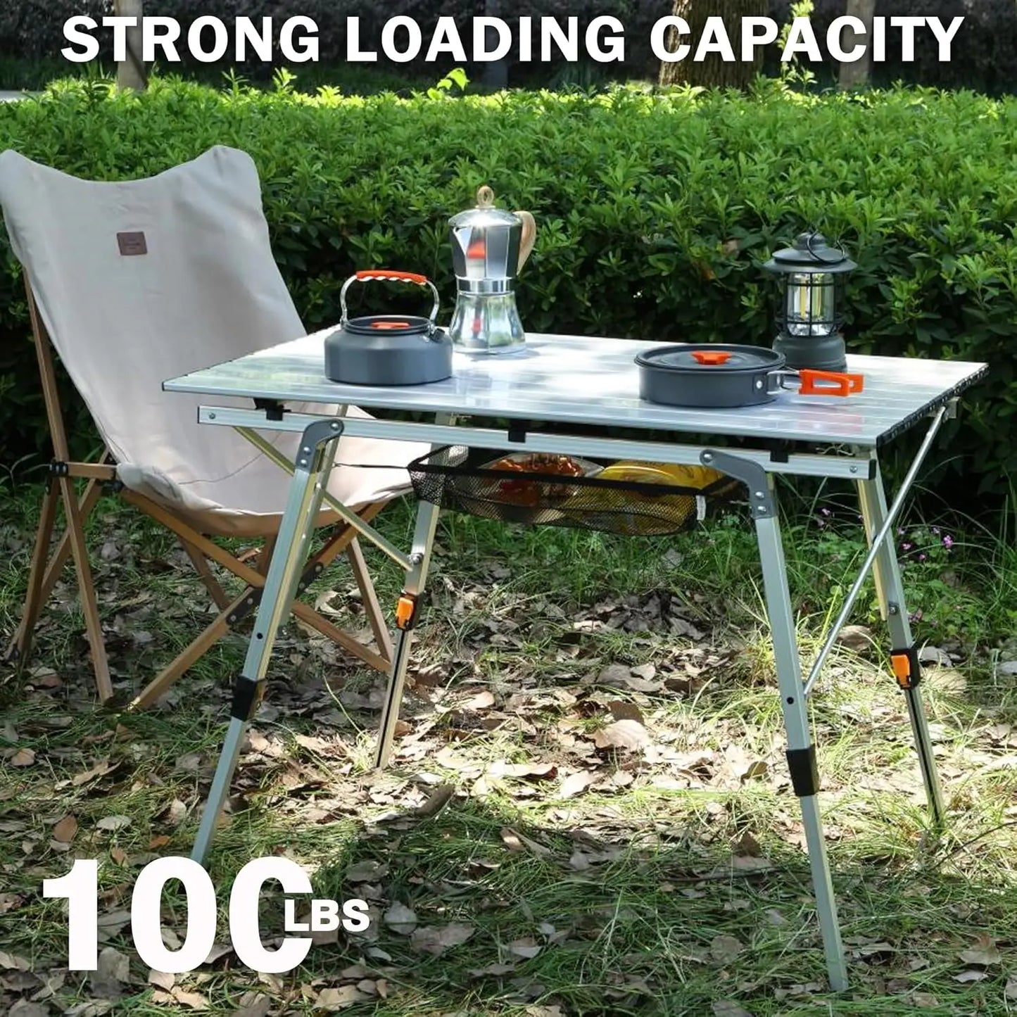 Adjustable Height Folding Camping Table, Lightweight Aluminum with Carrying Bag for Outdoor Cooking and Picnics