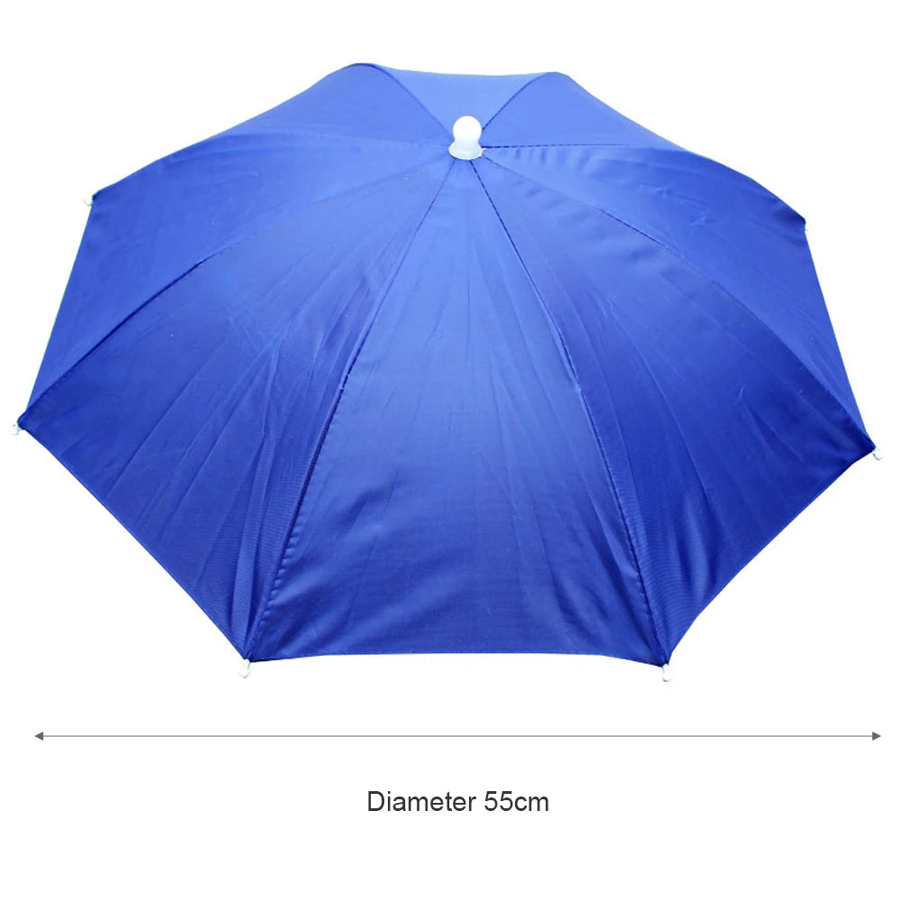55/69/77/95cm Outdoor Fishing Caps Rain Umbrella Hat Foldable Fishing Sunshade Headwear Cap Waterproof Camping Beach Fishing Hat